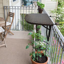 Brown Wicker Foldable Patio Balcony Table with Adjustable Clamps