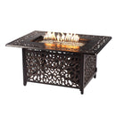 Aluminum 48-in Rectangular Patio Fire Table Set with Rocking Chairs