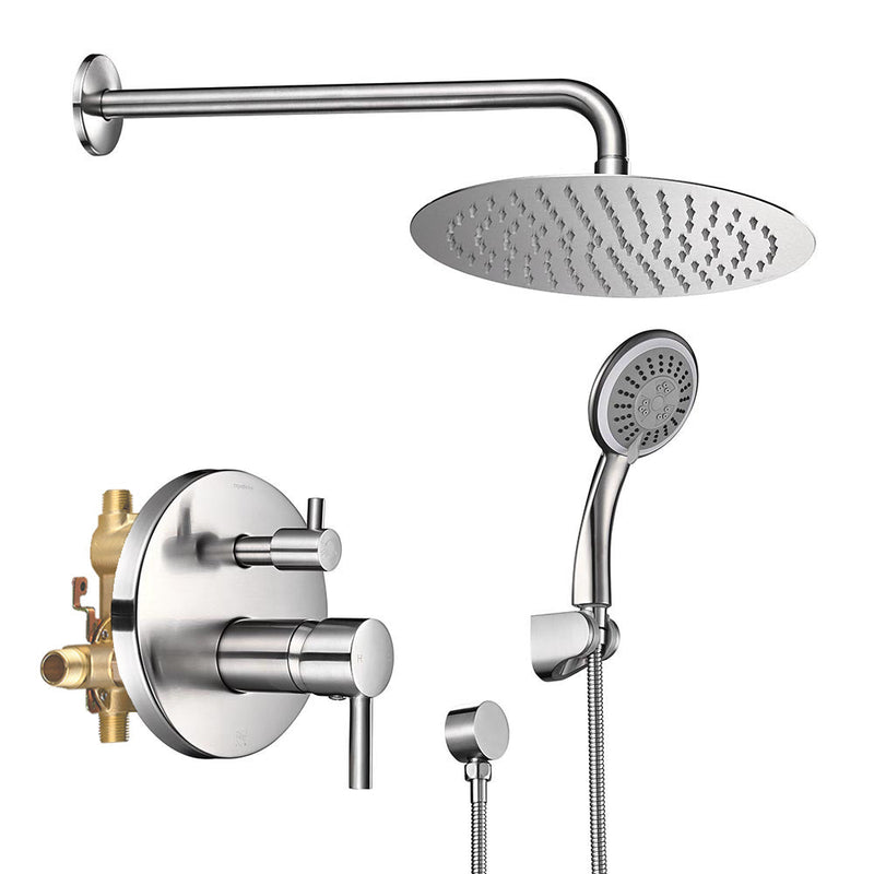 Aquaterior Shower Faucet Set with Handheld 10" Round Shower Head