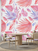 Pink and Blue Leaves Wallpaper