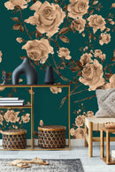 Voguish Beige Roses Wallpaper Fashionable