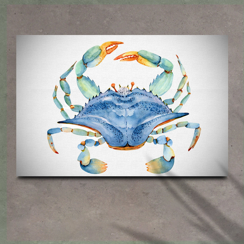 Crab Watercolor Canvas Wall Art IV