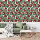 Contemporary Red Flowers Wallpaper Fashionable