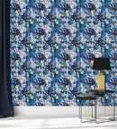 Blue Monstera Leaves Wallpaper