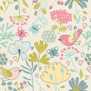 Pink Birds and Flowers Wallpaper