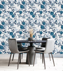 Dark Blue Flowers Wallpaper Vogue High-Quality