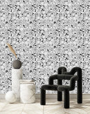 Contemporary Black and White Floral Wallpaper Smart