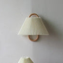 Wabi-sabi beech wood wall lamp with fabric shade for bedroom