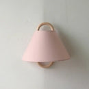 Wabi-sabi beech wood wall lamp with fabric shade for bedroom