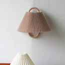 Wabi-sabi beech wood wall lamp with fabric shade for bedroom
