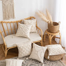 Wabi-sabi beige geometric tufted cushion cover living room pillow