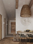 Wabi sabi brown handmade rattan seaside pendant lamp dining room