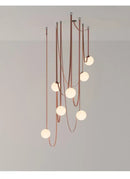 Wabi sabi designer copper and white chandelier living room light
