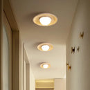Wabi sabi travertine and wood ceiling lamp bedroom glass globe