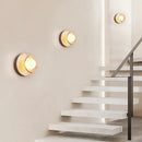 Wabi sabi wood and stone cream style bedroom wall lamp