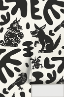 Abstract Animales Wallpaper, white and black