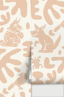 Abstract Animales Wallpaper, white and peach