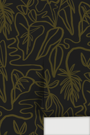 Inked Foliage Wallpaper, black & olive green