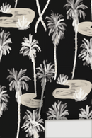 Palm Oasis Wallpaper, black and off-white