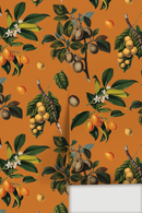 Vintage Orchard Wallpaper, orange