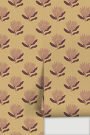 King Protea Wallpaper, butter yellow and mauve