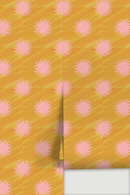 Sol Wallpaper, yellow and light pink