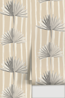 Stripey Palm Wallpaper, neutral and white