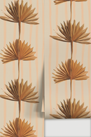 Stripey Palm Wallpaper, neutral peach and mustard