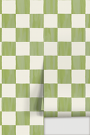 Checkers Wallpaper, olive green