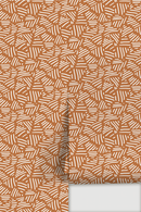 Simple Stripes Wallpaper, burnt orange and white
