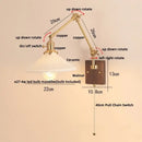 Walnut and brass cube glass led wall sconce bedroom mirror light