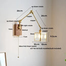 Walnut and brass cube glass led wall sconce bedroom mirror light