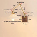 Walnut and brass cube glass led wall sconce bedroom mirror light