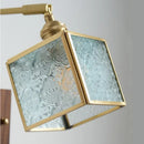 Walnut and brass cube glass led wall sconce bedroom mirror light