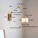 Walnut and brass cube glass led wall sconce bedroom mirror light