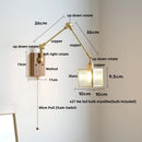 Walnut and brass cube glass led wall sconce bedroom mirror light