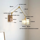 Walnut and brass cube glass led wall sconce bedroom mirror light