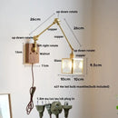 Walnut and brass cube glass led wall sconce bedroom mirror light
