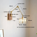 Walnut and brass cube glass led wall sconce bedroom mirror light