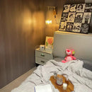 Walnut and brass cube glass led wall sconce bedroom mirror light