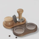 Walnut & oak wooden tamping station kitchen espresso tamper base