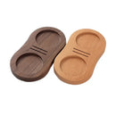 Walnut & oak wooden tamping station kitchen espresso tamper base