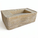 Walnut Travertine Fluted Rectangular Wall Mount Sink - 16"x32"x10" - Honed