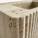 Walnut Travertine Fluted Rectangular Wall Mount Sink - 16"x32"x10" - Honed