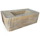 Walnut Travertine Rectangular Wall-mount Bathroom Sink Fluted (W)16" (L)32" (H)10" angle view