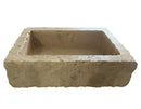 Walnut Travertine Rustic Rectangular Wall-mount Bathroom Sink (W)20" (L)30" (H)8"  front view