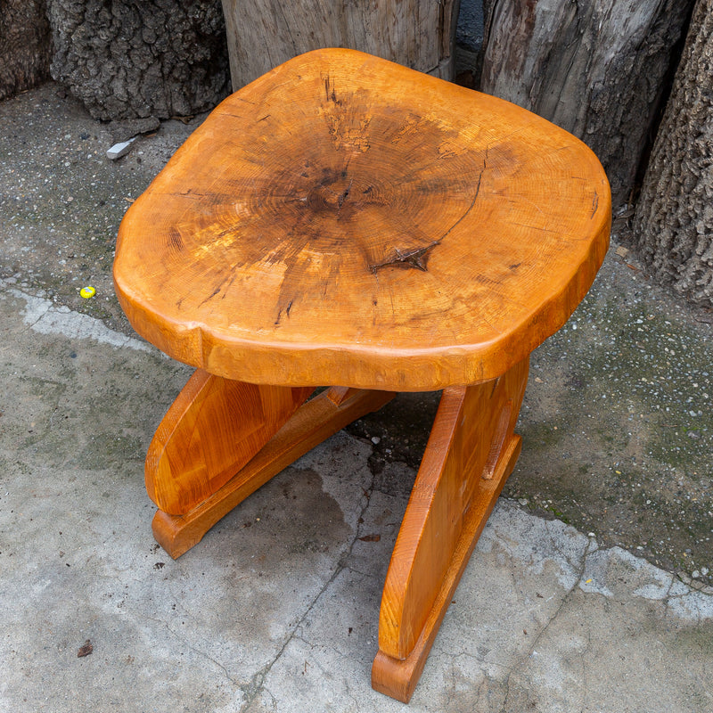 walnut wood human leg shape side table 24x25x24 matte natural side angle shot