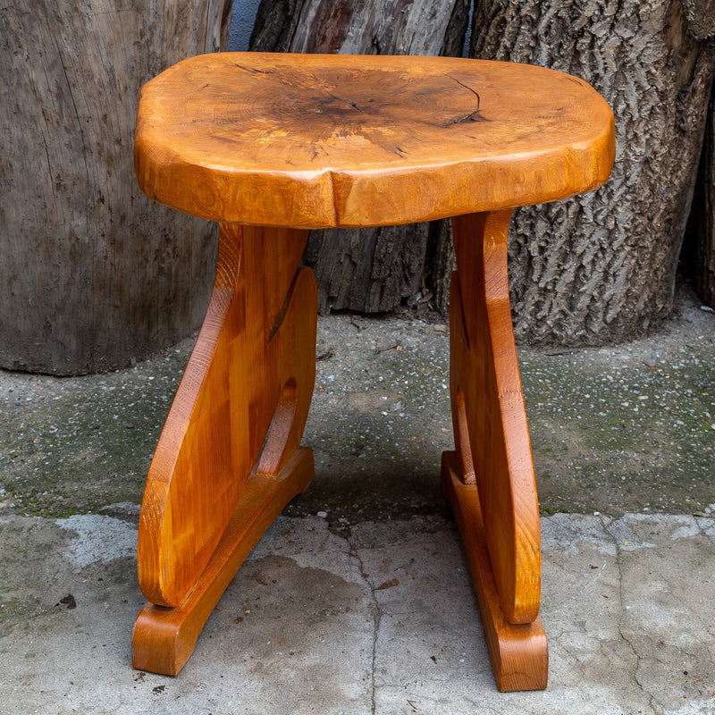 walnut wood human leg shape side table 24x25x24 matte natural front view