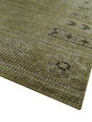 Warm Contemporary Hand Knotted Olive and Brown Design 8x10 Wool area rug