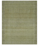 Warm Contemporary Hand Knotted Olive and Brown Design 8x10 Wool area rug